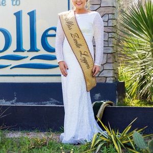 White Long Sleeve Dress; Jovani